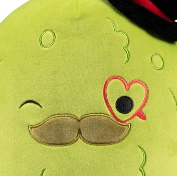 Squishmallows Official 14 inch Charles the Pickle With Mustache & Red Monocle - Picture 6 of 8
